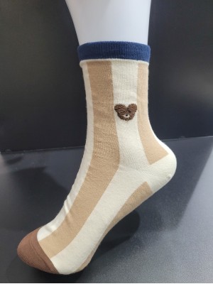 MEIA CANO MEDIO URSO LIST MARROM